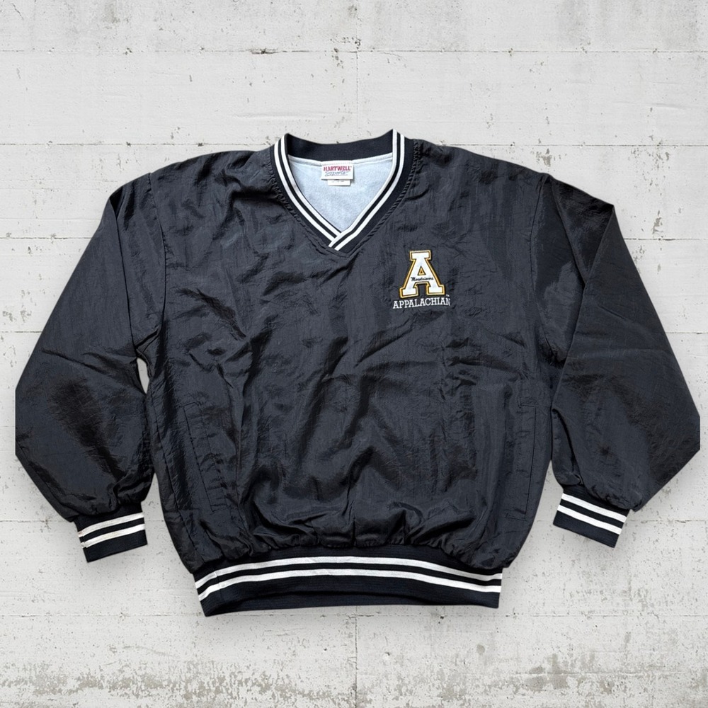 Vtg Appalachian State University 80s 90s Nylon Windbreaker Jacket Sz L Black USA